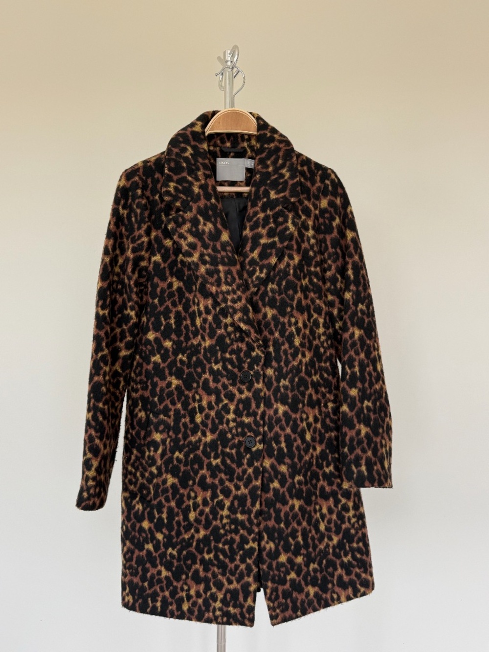 ASOS Leopard Print Wool Blend Coat Size US 6 EU 38 Brown Animal Print